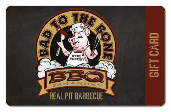 Bad to the bone bbq pig logo on a dark grey background